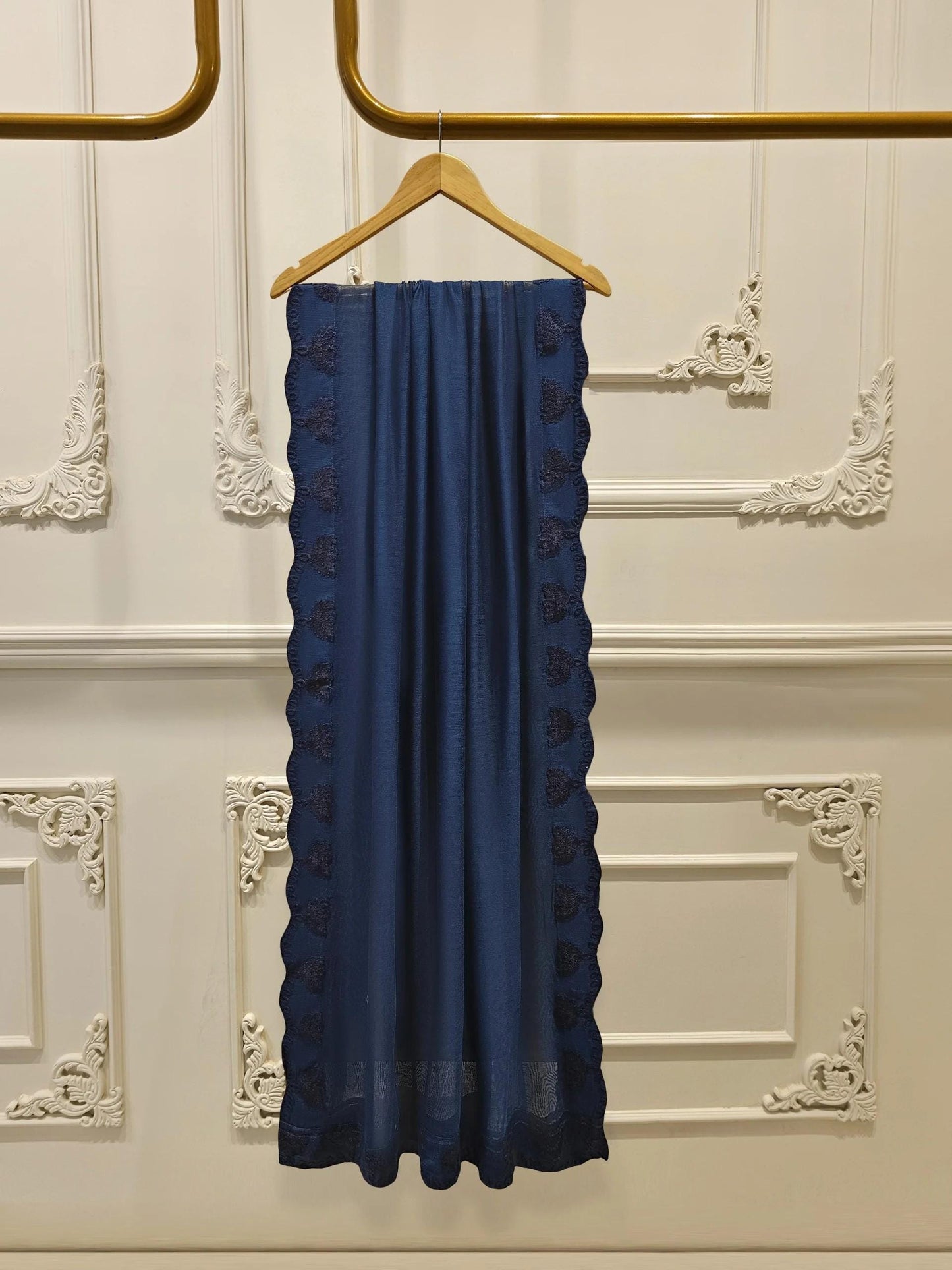 Agha Noor 3 Piece Pure Embroidered Cotton Net Suit Size (Medium, Small) - Navy Blue