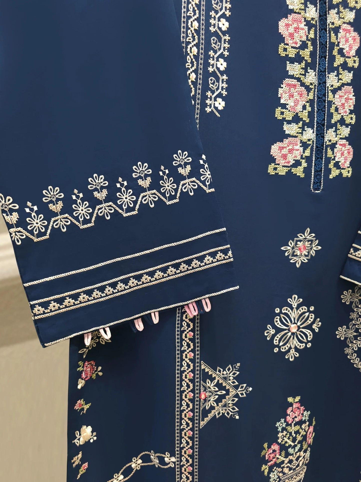 Agha Noor 2 Piece Cross stitched Embroidered Lawn Suit Size  (Medium, Large, XL)