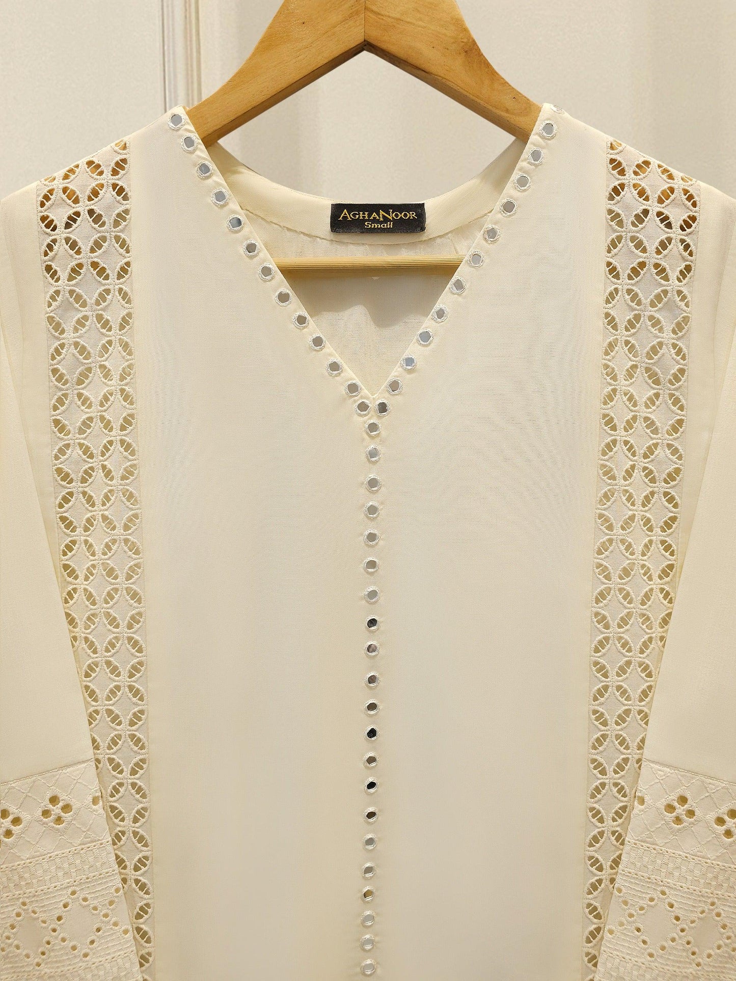 Agha Noor 2 piece Embroidered Lawn Suit - Off White