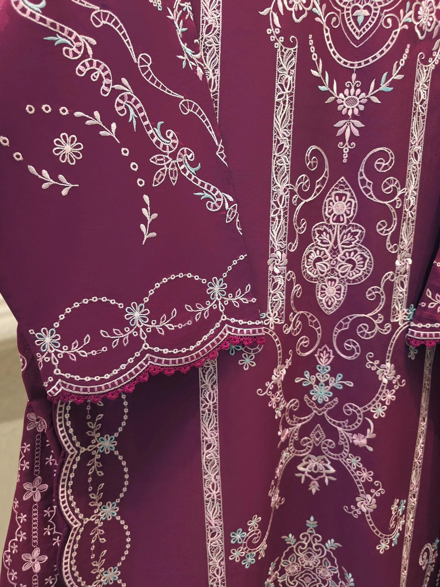 Aghanoor 2 Piece Embroidered Lawn Suit Size (XL, Large, Medium) - Purple