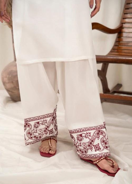 2 piece - Embroidered Farshi Shalwar Kattan Silk Suit
