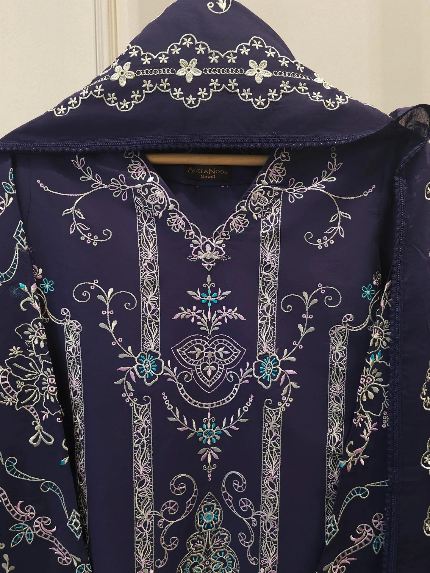 Aghanoor 2 Piece Embroidered Lawn Suit - Kora Cotton Dupatta
