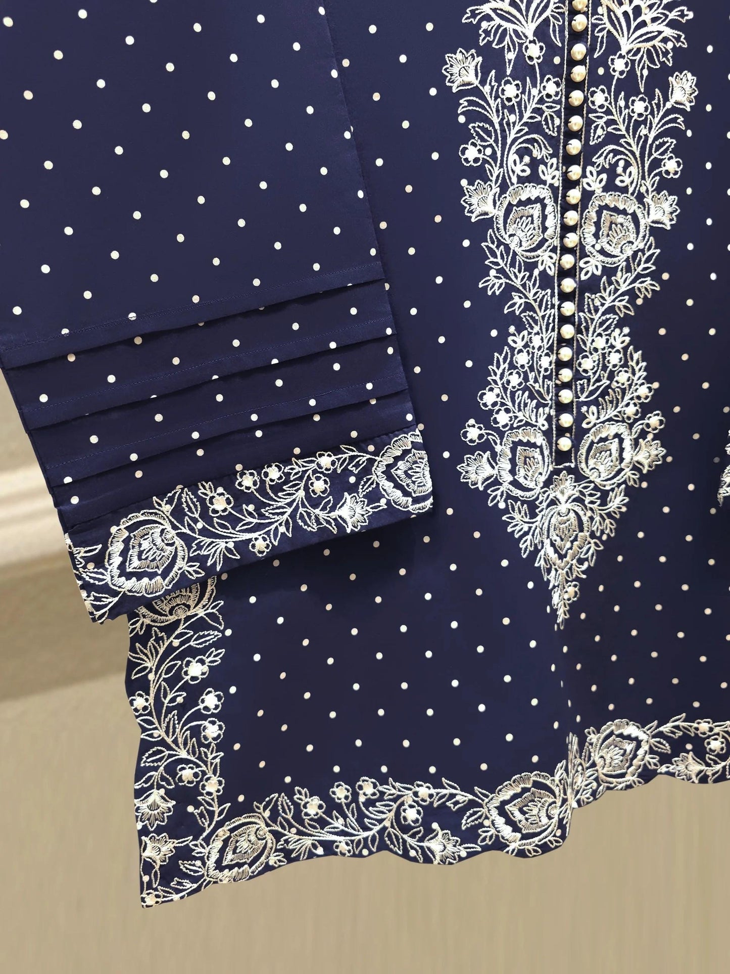 Aghanoor 2 piece - (Size-Large)  Embroidered Lawn Suit -Navy Blue