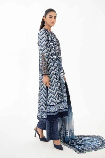 Maria.B - 3 Piece Printed Lawn Suit  (Size - Medium) - Chiffon Dupatta