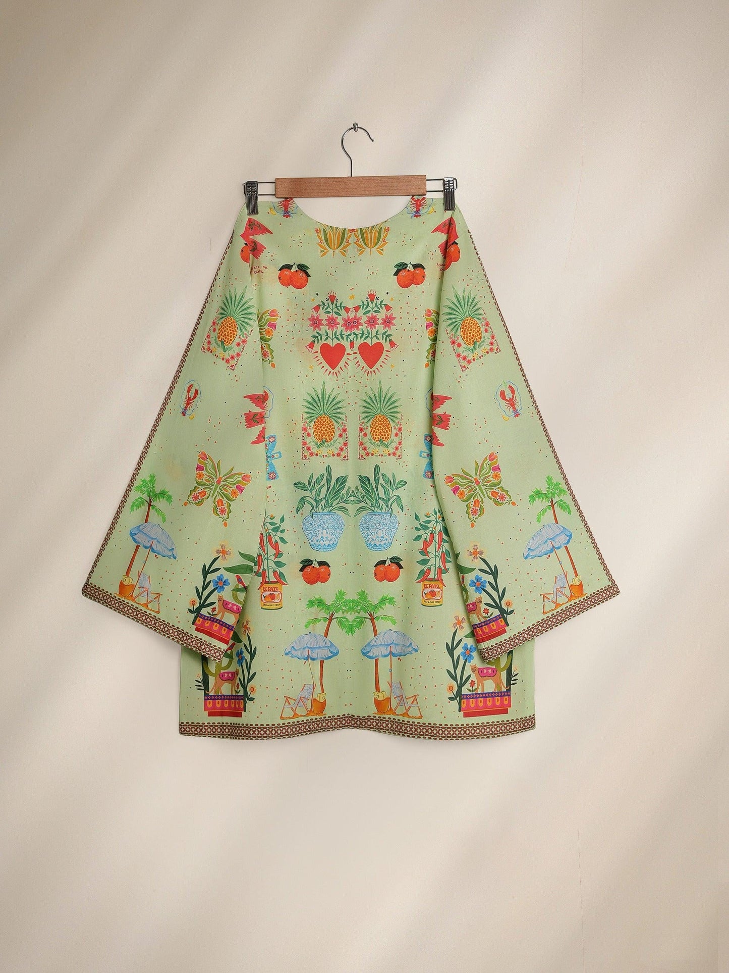 Aghanoor 2 piece - Embroidered Printed Lawn Summer Suit - Lime Green