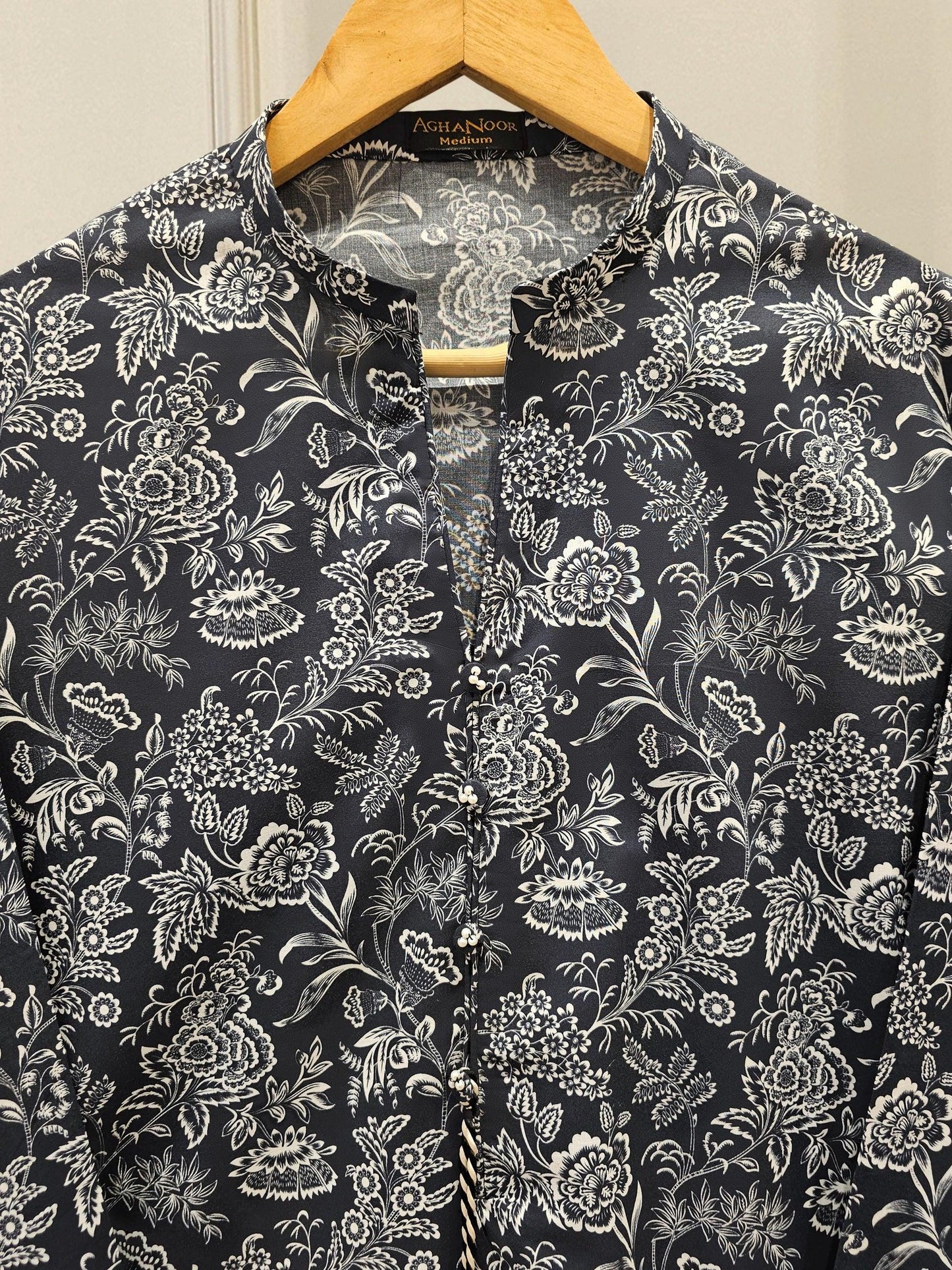 Aghanoor 2 piece - (Size-Medium, Large)  Embroidered Lawn Suit -Black