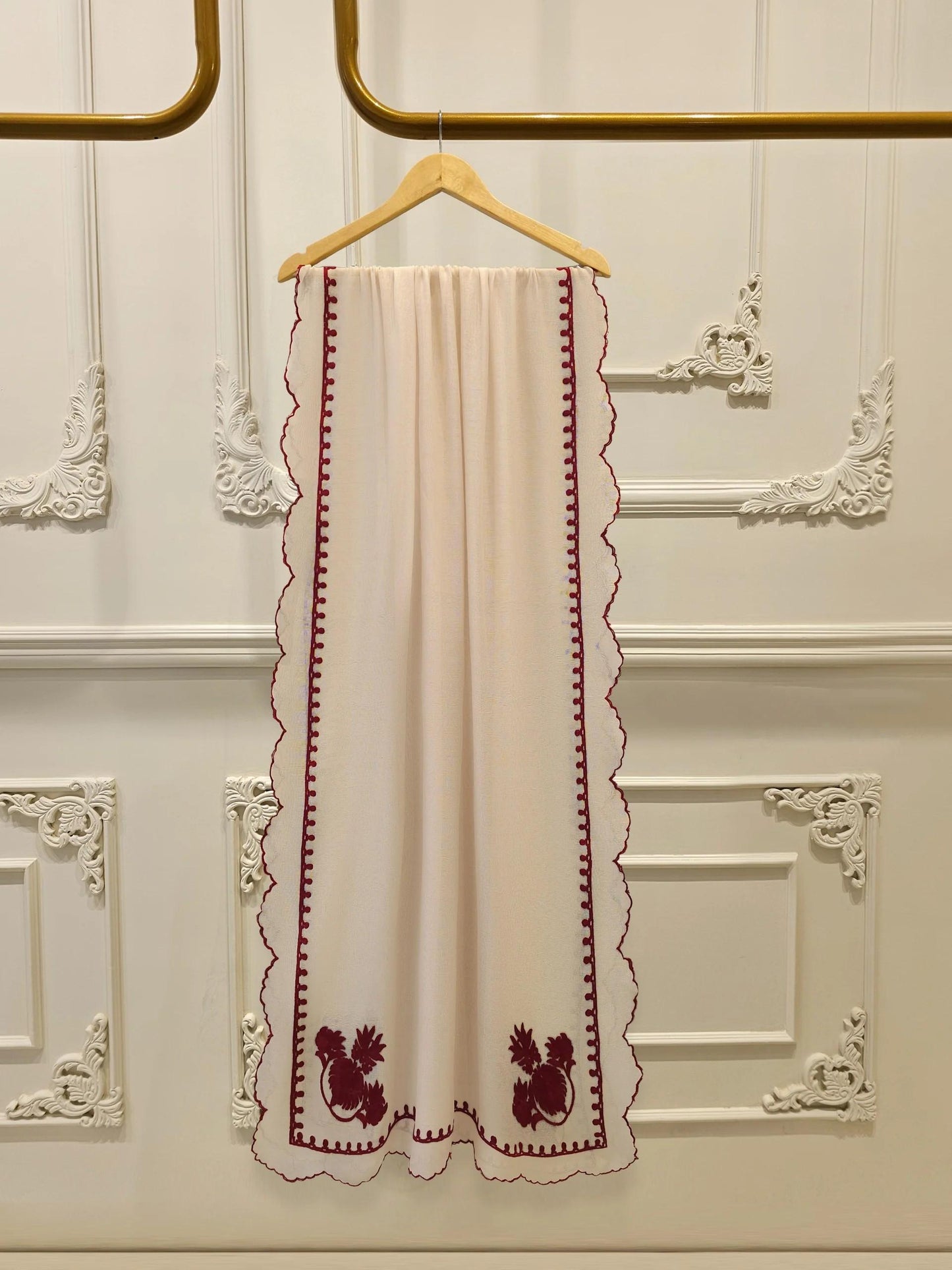 Agha Noor 3 Piece Pure Embroidered Cotton Net Suit Size  - Beige