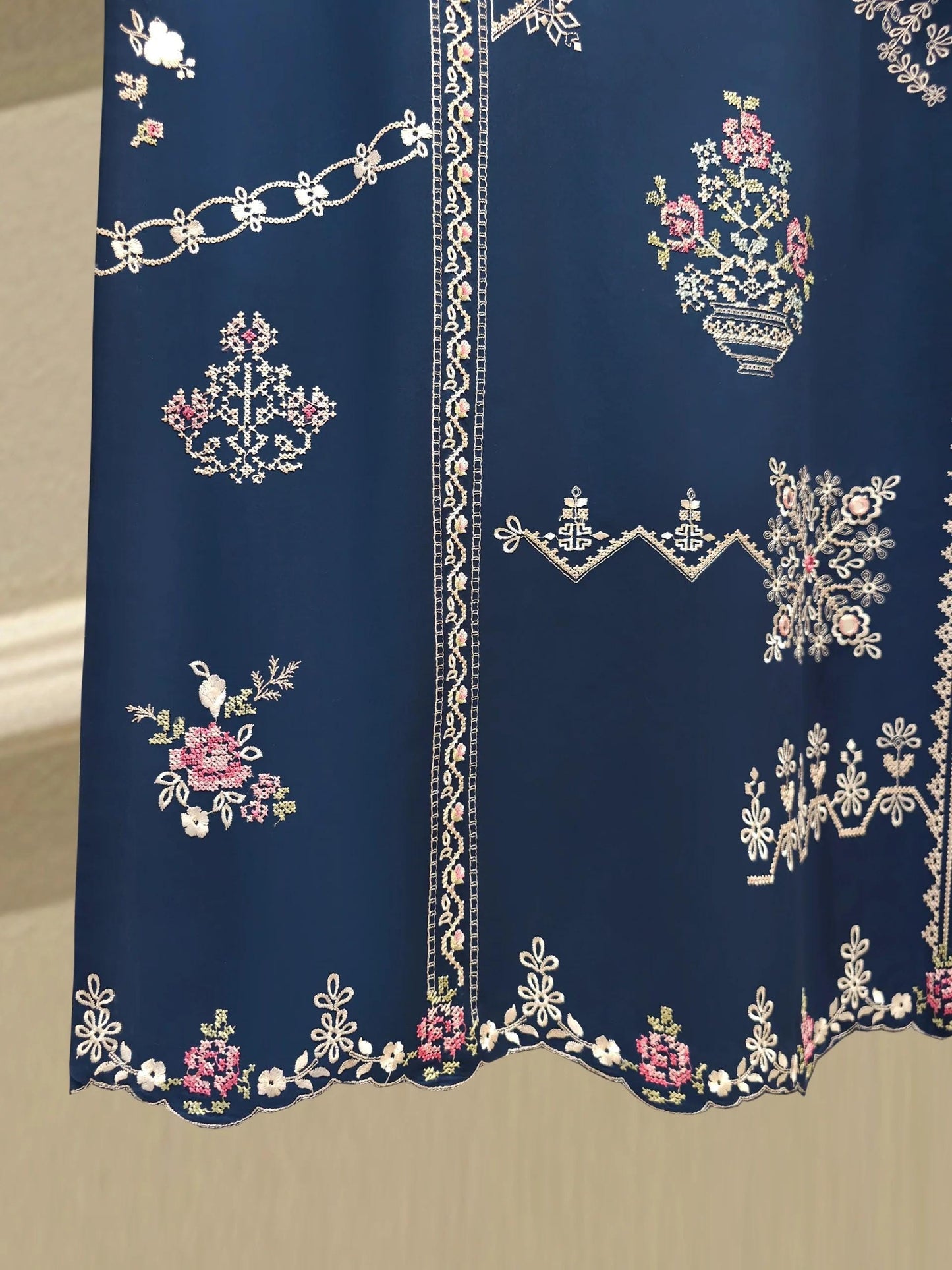 Aghanoor 2 Piece Cross stitched Embroidered Lawn Suit Size (XL, Large, Medium)