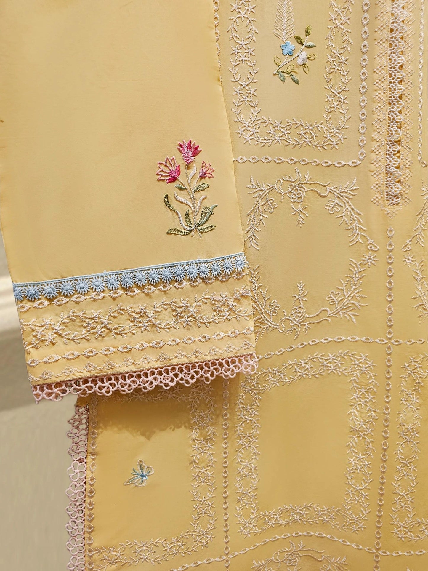 Aghanoor 2 piece - Embroidered Lawn Suit- Yellow