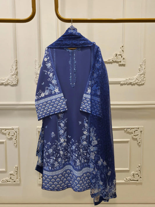 Aghanoor 2 piece - Digital Printed Lawn Suit - Chiffon Dupatta