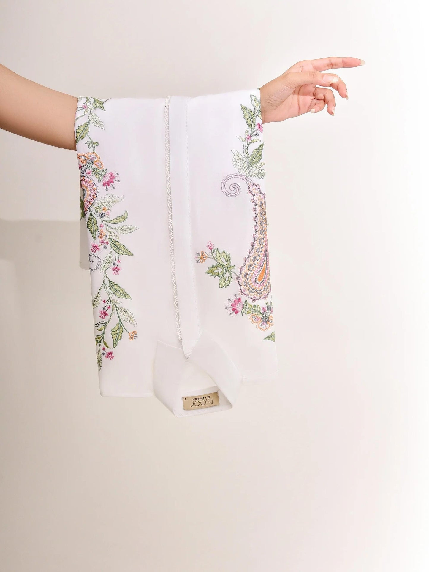 Aghanoor 2 piece - Embroidered Printed Lawn Summer Suit - (Size- Medium) - White