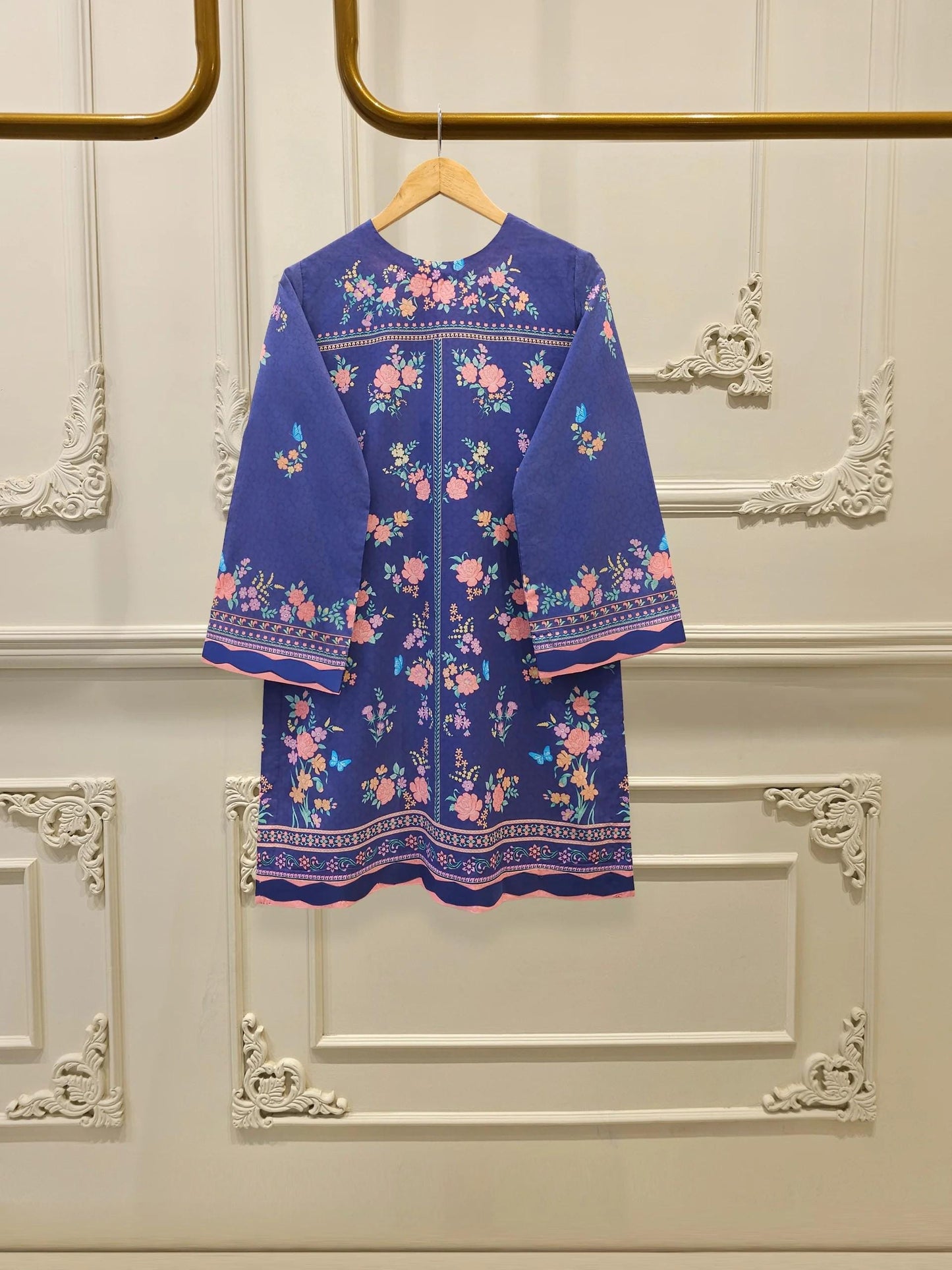 Printed Lawn Co-ord Set - Aghanoor - Blue (Size Medium, Large)