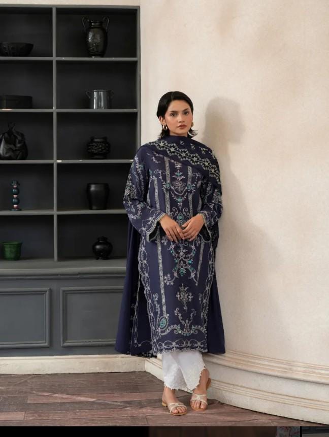 Aghanoor 2 Piece Embroidered Lawn Suit - Kora Cotton Dupatta