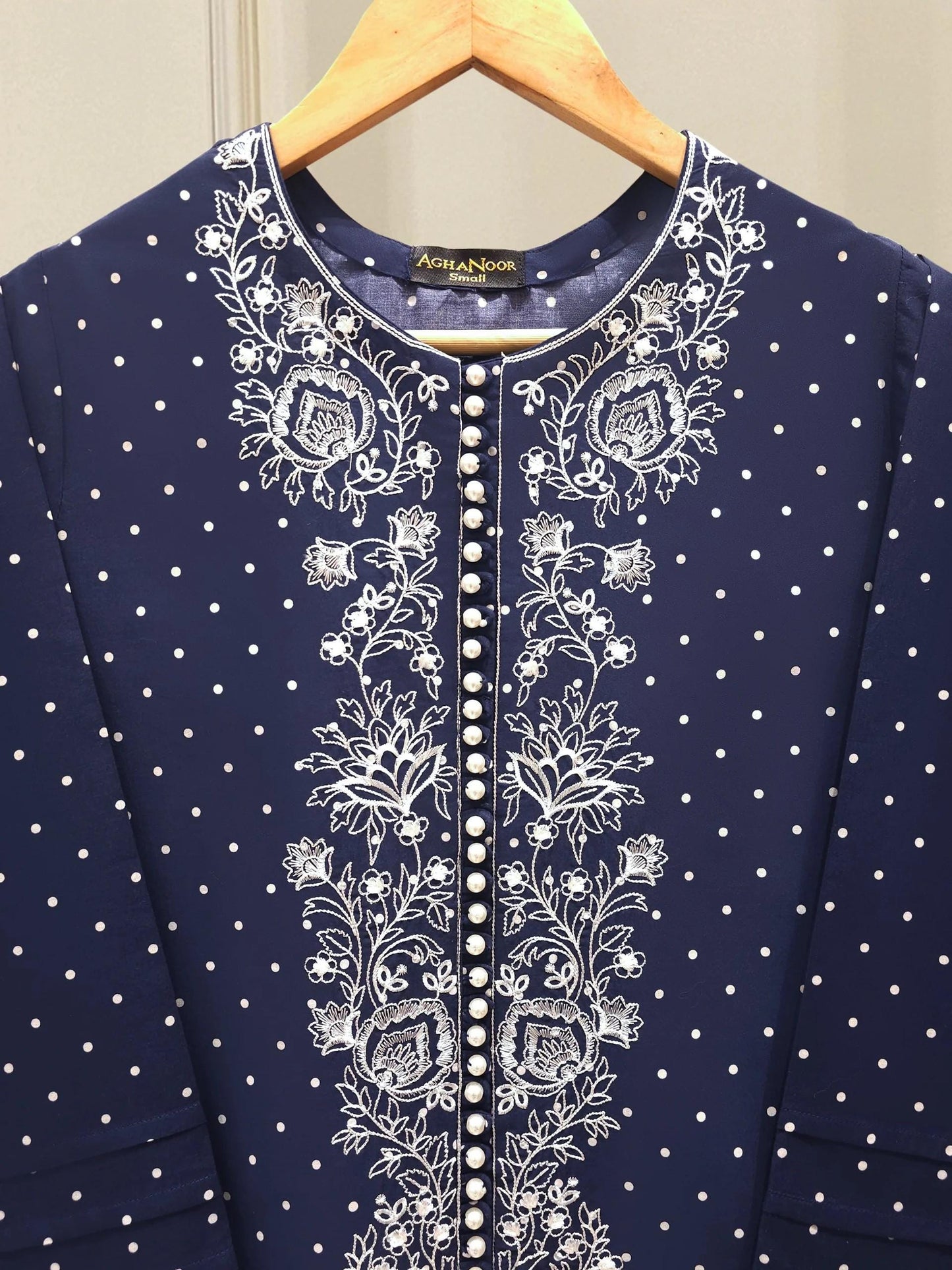Aghanoor 2 piece - (Size-Large)  Embroidered Lawn Suit -Navy Blue