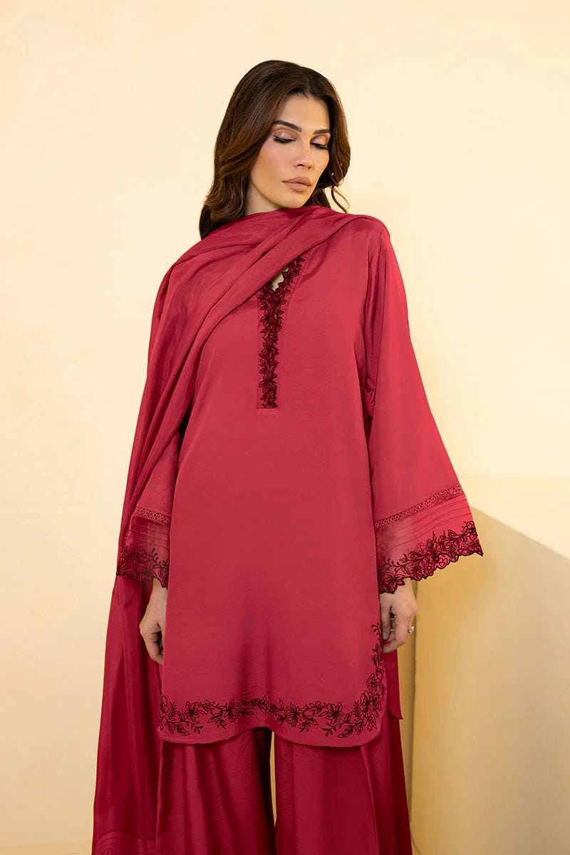 3 piece - Designer Brand Farshi Embroidered Shalwar Suit -  Top, Bottom & Dupatta