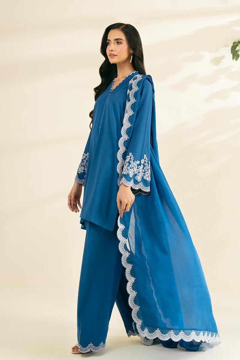 3 piece - Designer Brand Farshi Embroidered Shalwar Suit -  Top, Bottom & Dupatta