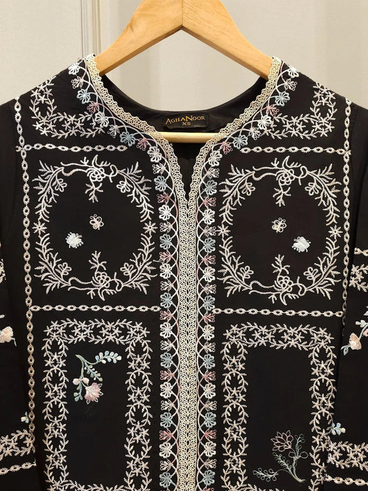 Aghanoor 2 piece - Pure Embroidered Cambric Suit - India Pakistan Bangladesh Kameez Shalwar