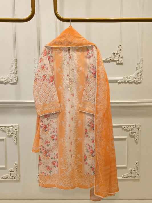 Aghanoor 2 piece - Digital Printed Lawn Suit - Chiffon Dupatta