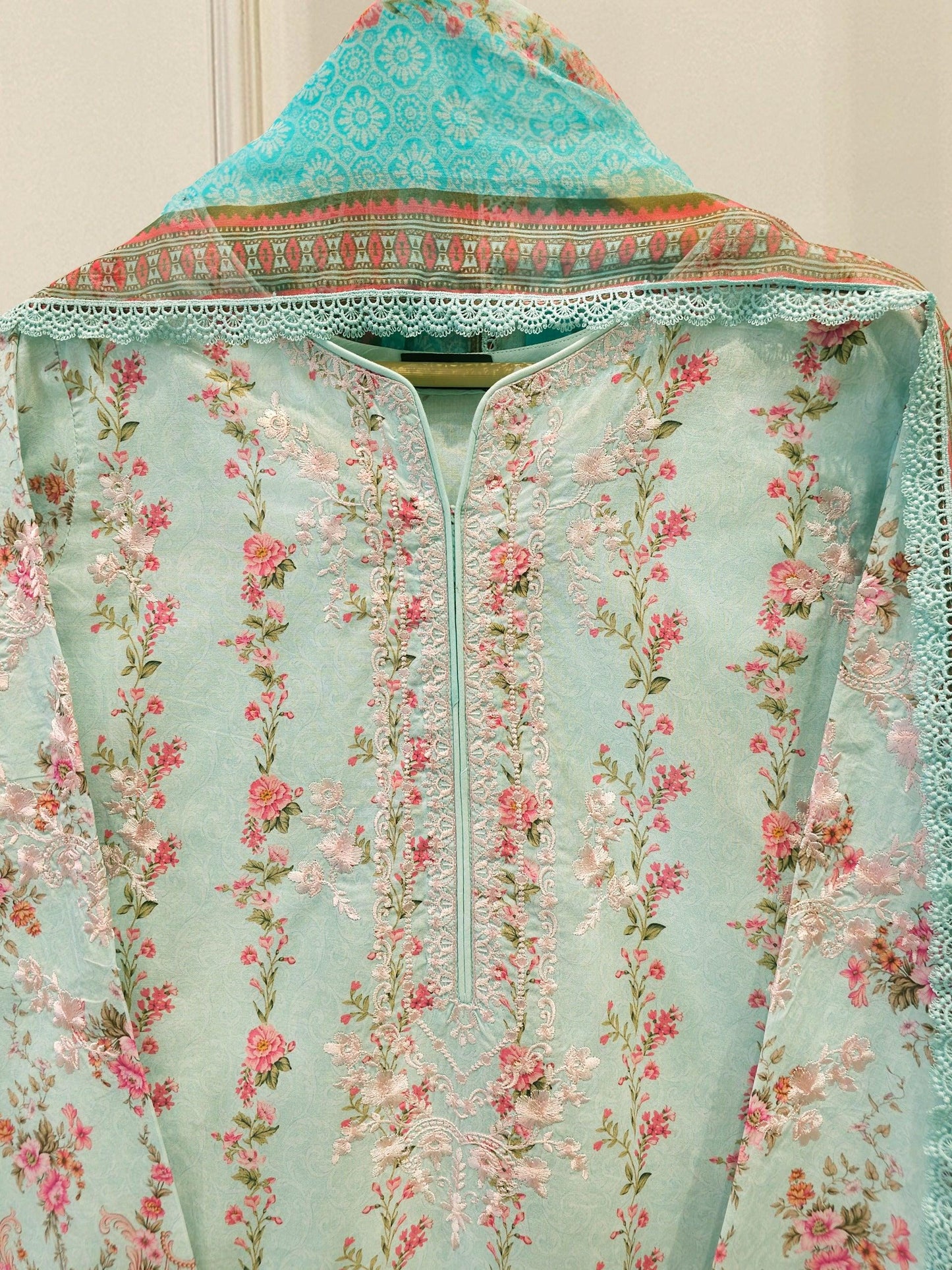 Aghanoor 2 piece - Embroidered Lawn Suit - Chiffon Dupatta