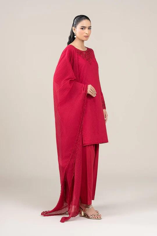 Maria.B - 3 Pc Embroidered Suit - Viscose