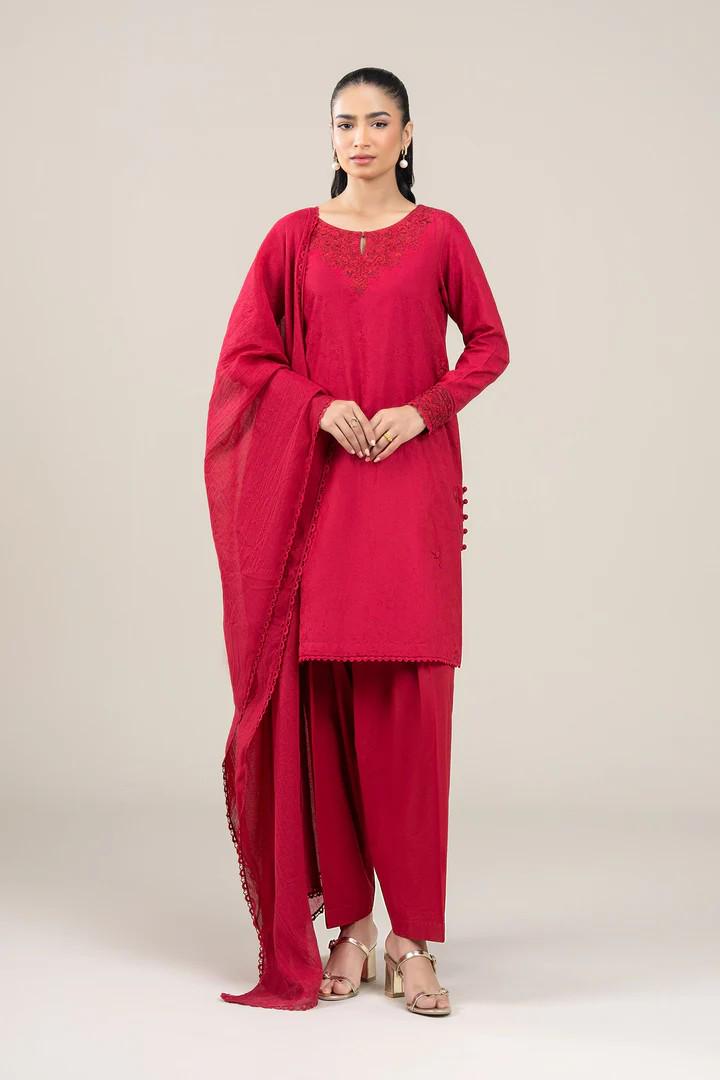 Maria.B - 3 Pc Embroidered Suit - Viscose