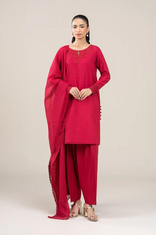 Maria.B - 3 Pc Embroidered Suit - Viscose