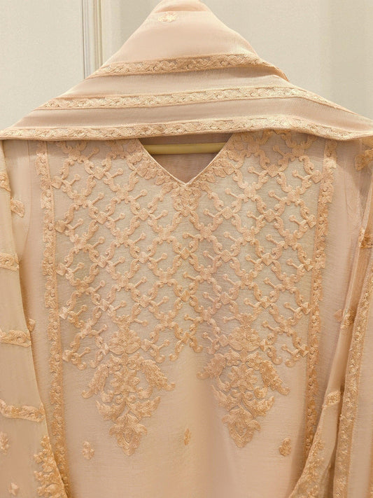 Agha Noor 3-Piece Embroidered Cotton Net Suit