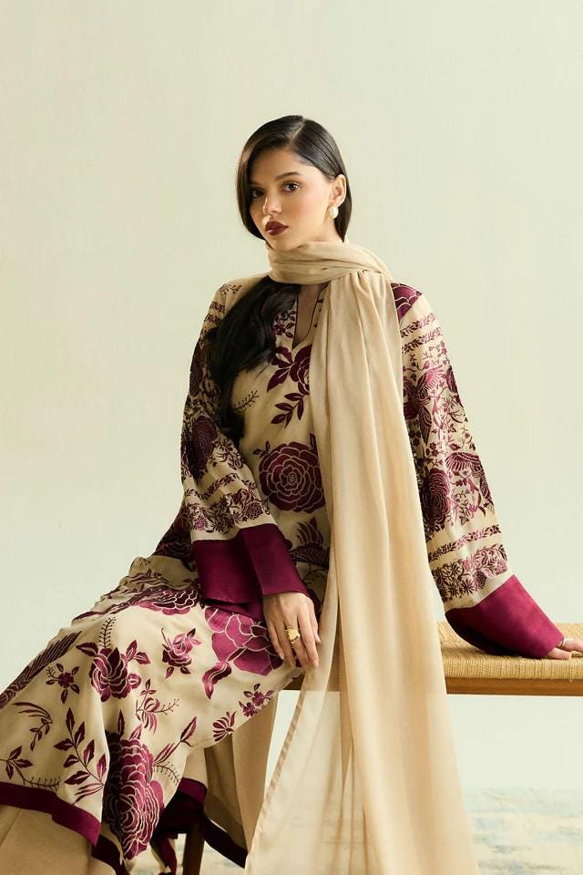 3 piece Ready to Wear Designer Chiffon, Georgette and Raw Silk