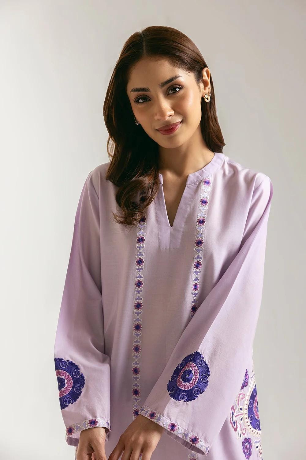 Ethnc 2 piece - Designer Brand Pure Embroidered Lawn Suit - Lilac