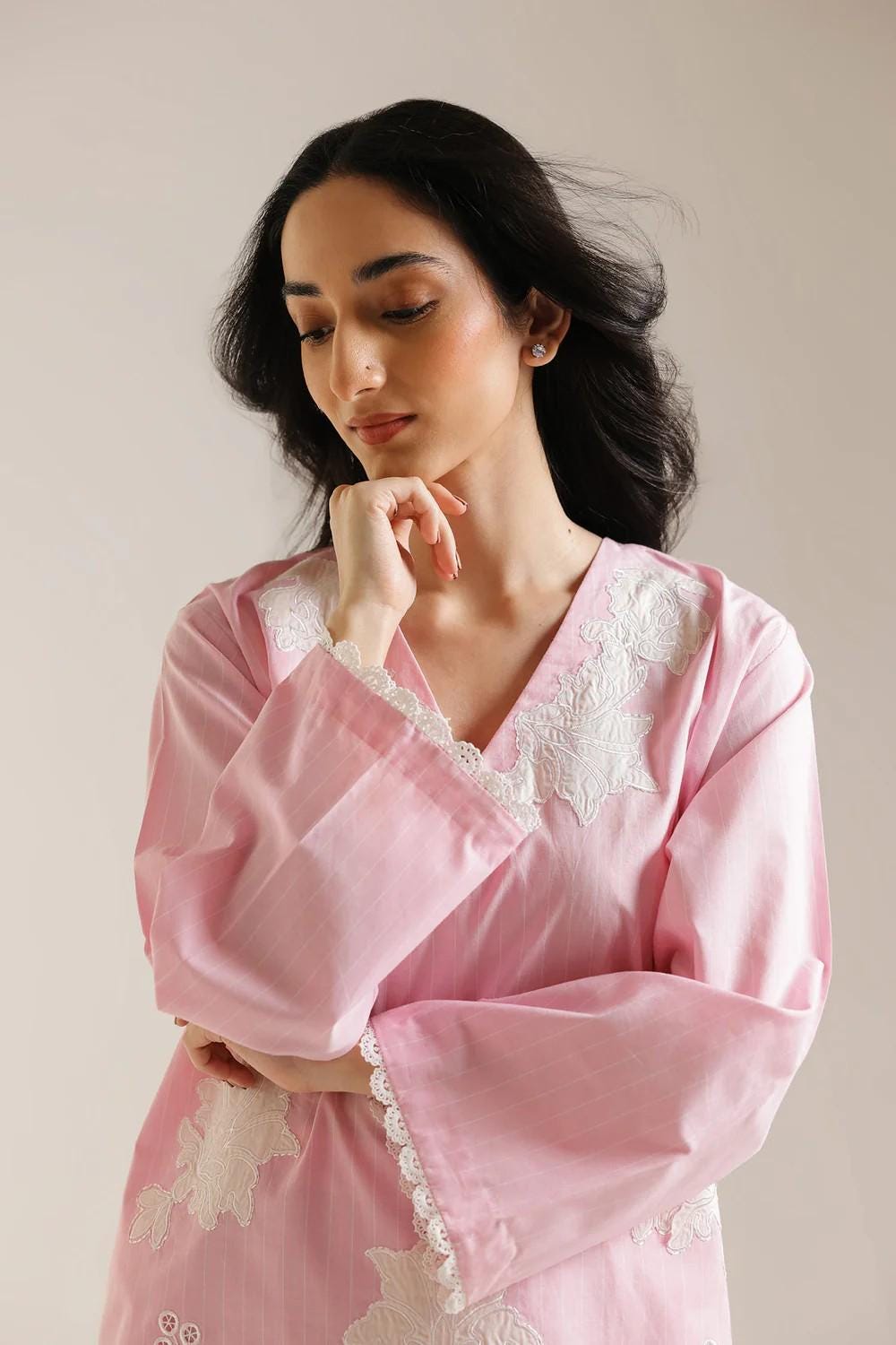 Ethnc 2 piece - Designer Brand Pure Embroidered Lawn Suit - Pink