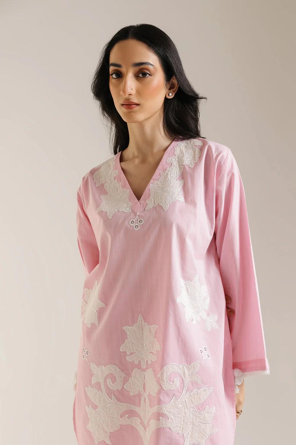 Ethnc 2 piece - Designer Brand Pure Embroidered Lawn Suit - Pink