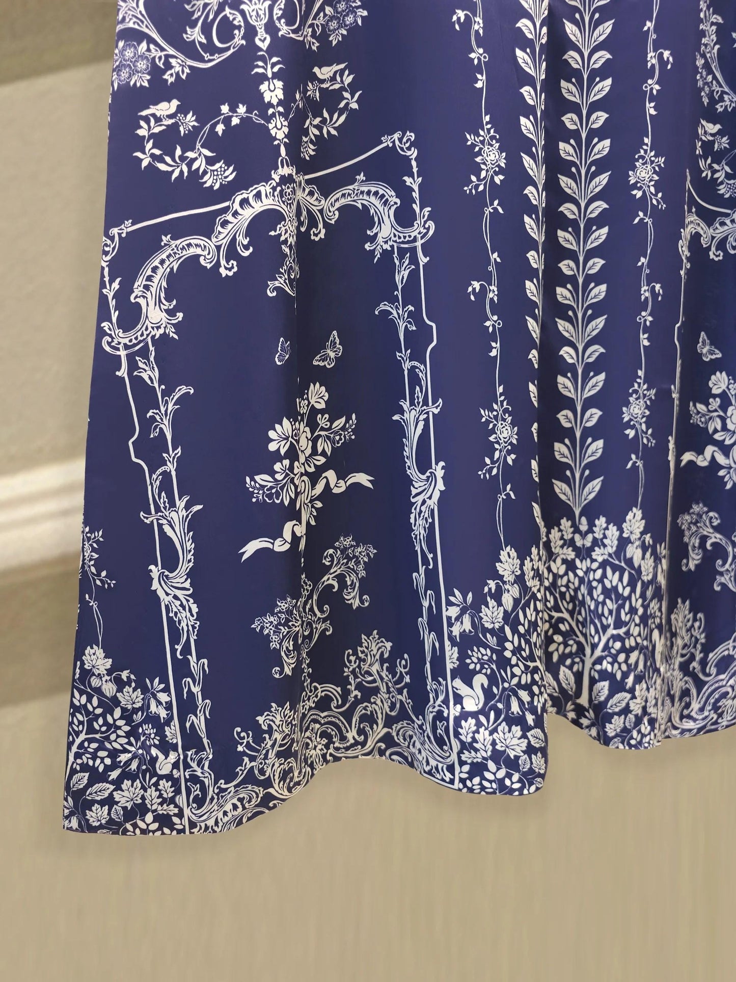 Agha Noor 2 Piece - Embroidered Printed Charmeuse Silk Set - indigo blue