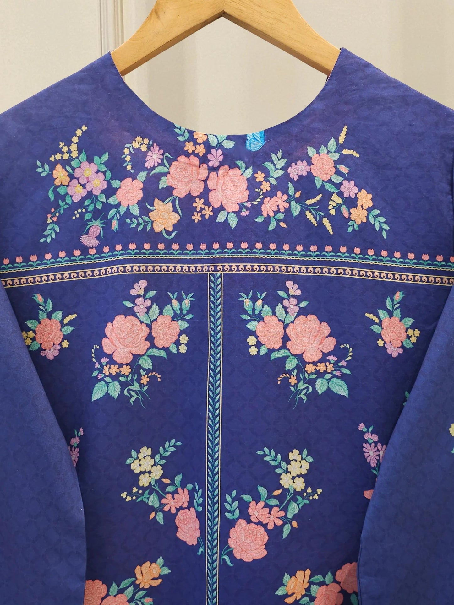 Printed Lawn Co-ord Set - Aghanoor - Blue (Size Medium, Large)