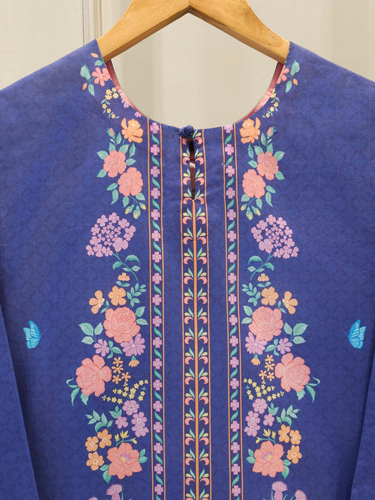Printed Lawn Co-ord Set - Aghanoor - Blue (Size Medium, Large)