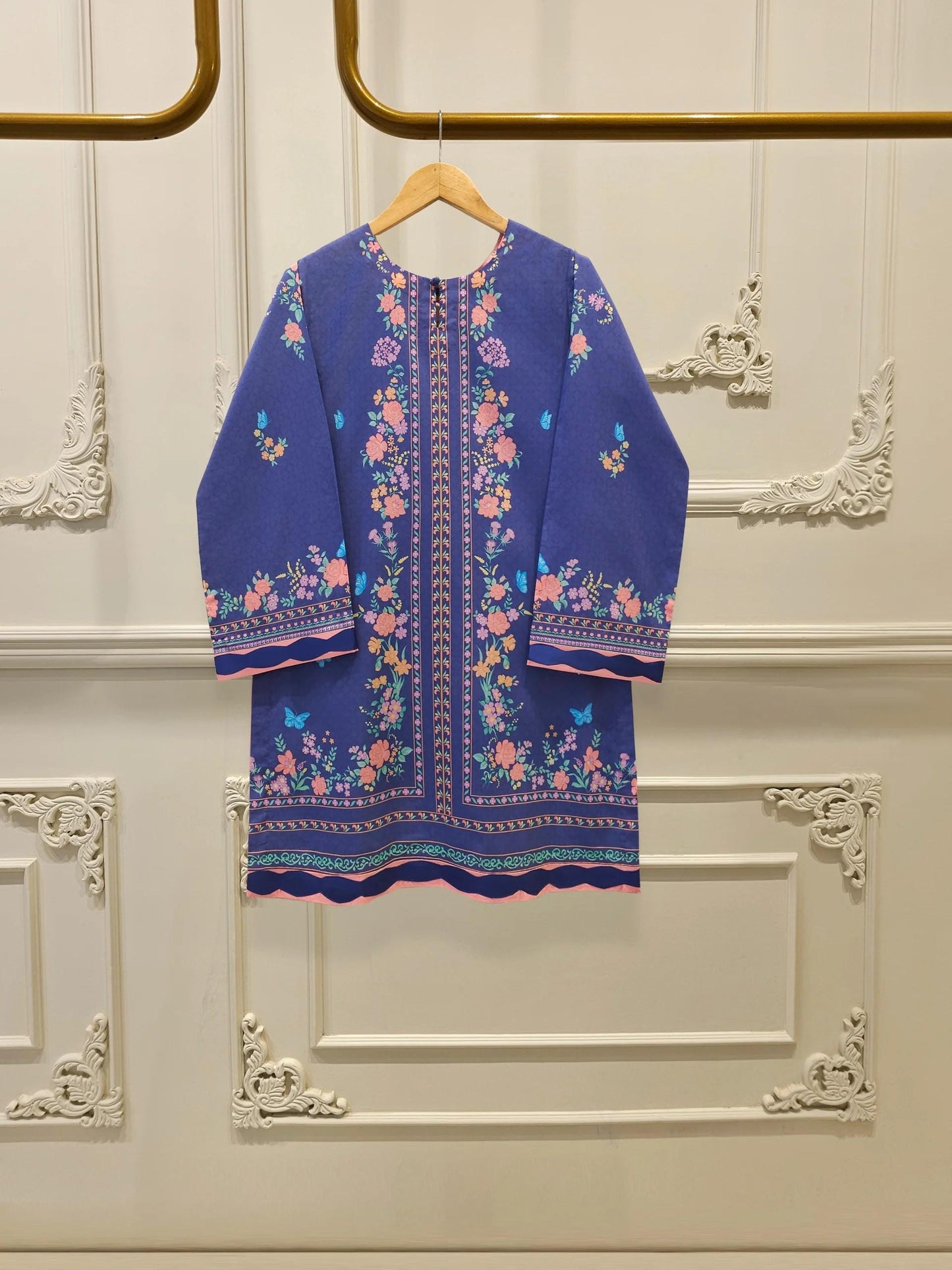 Printed Lawn Co-ord Set - Aghanoor - Blue (Size Medium, Large)