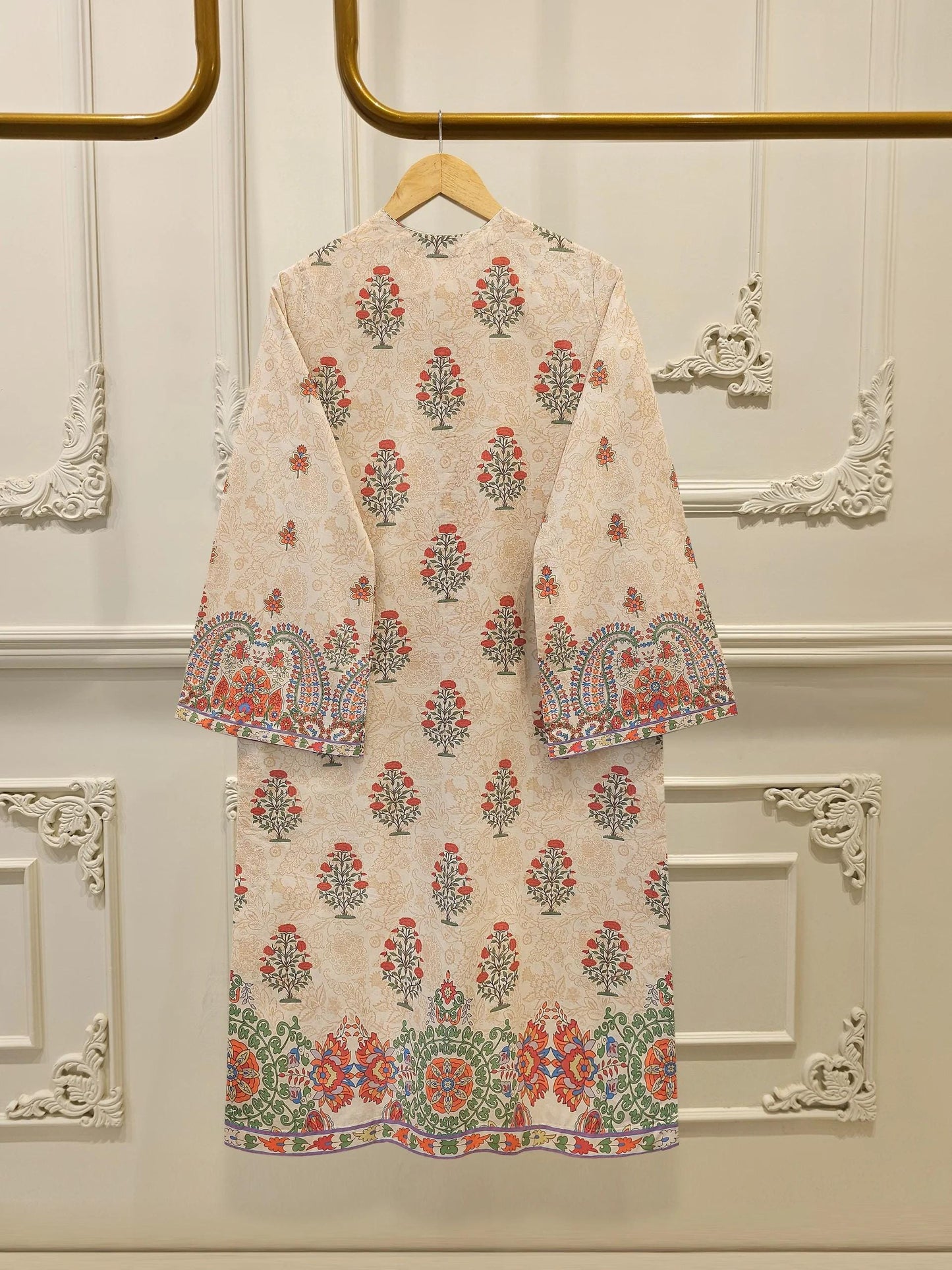 Agha Noor 3 Piece Digital Printed Embroidered Lawn Suit - Silk Dupatta