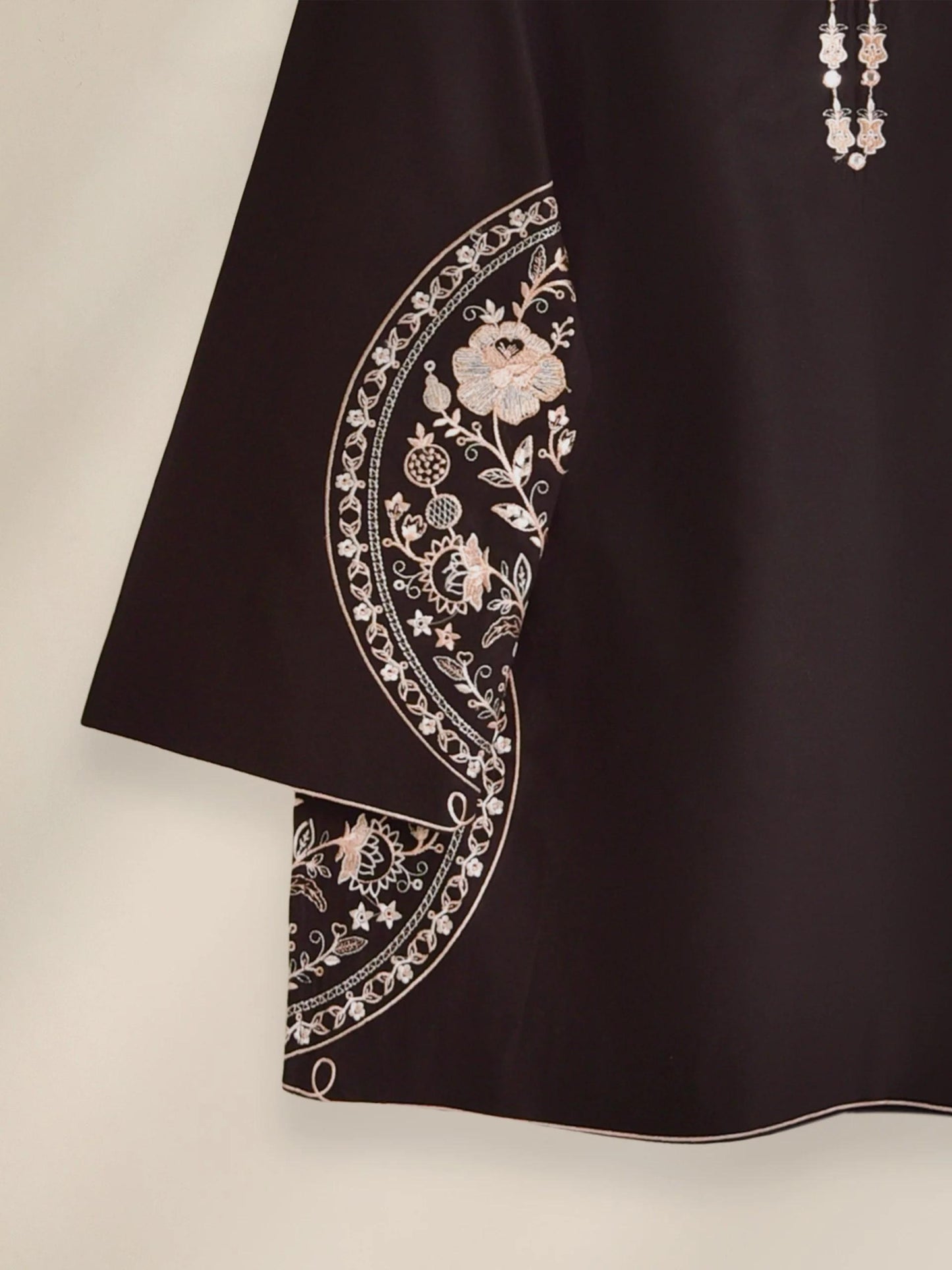 Aghanoor 2 piece - Embroidered Printed Lawn Summer Suit -Black - Size Medium