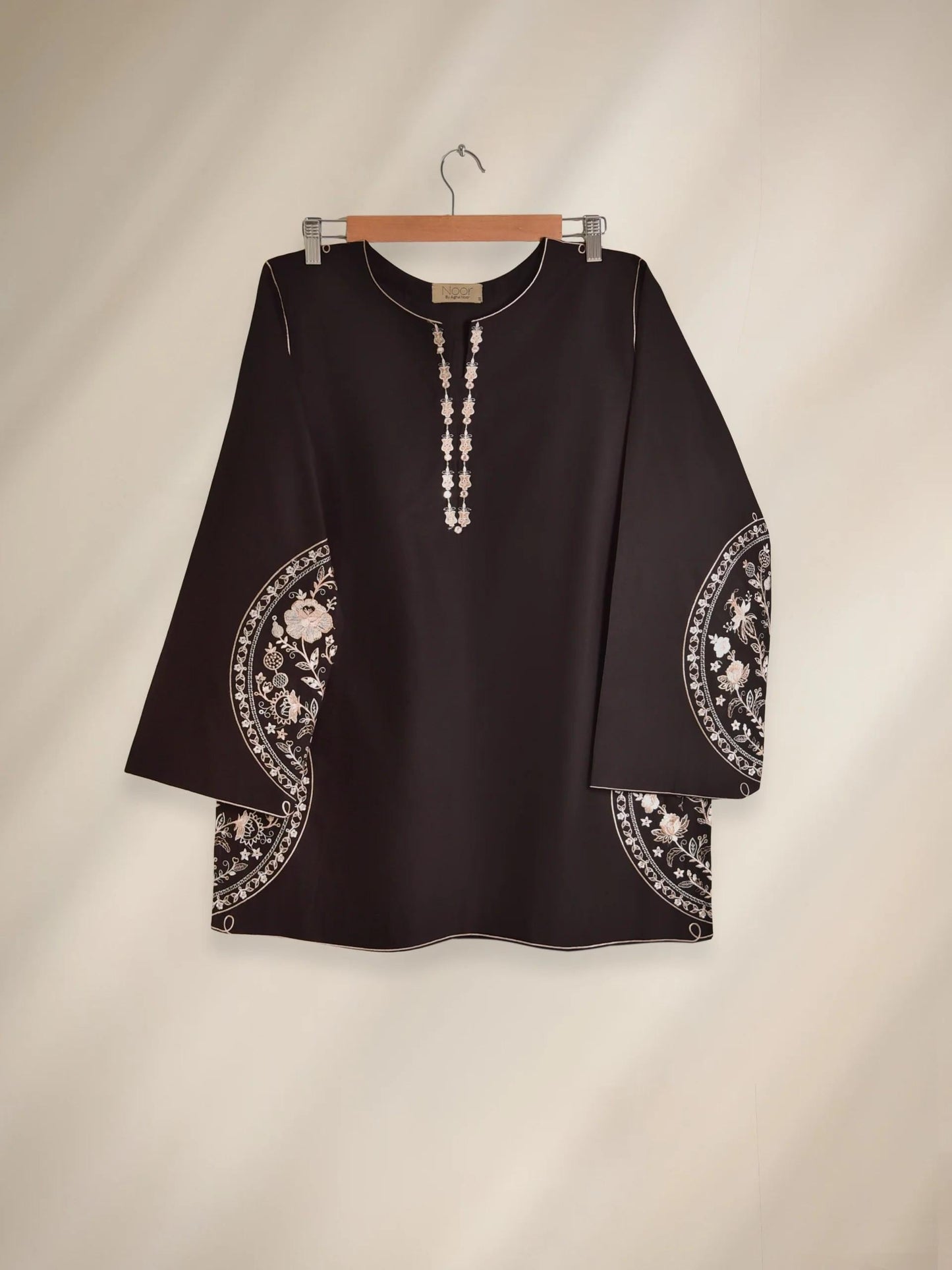 Aghanoor 2 piece - Embroidered Printed Lawn Summer Suit -Black - Size Medium