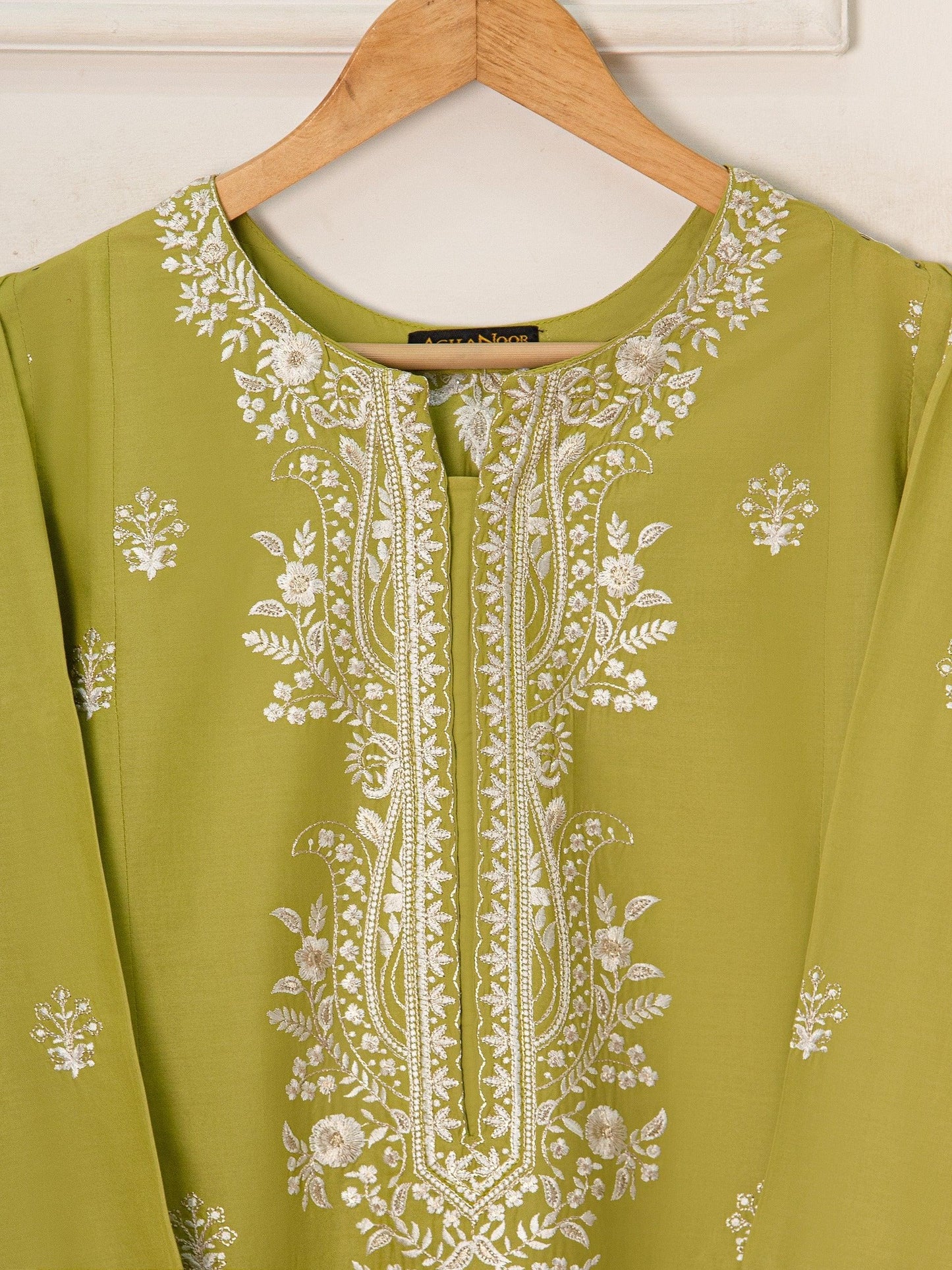 Agha Noor 2 piece - Pure Embroidered Lawn Suit - Dhani Green