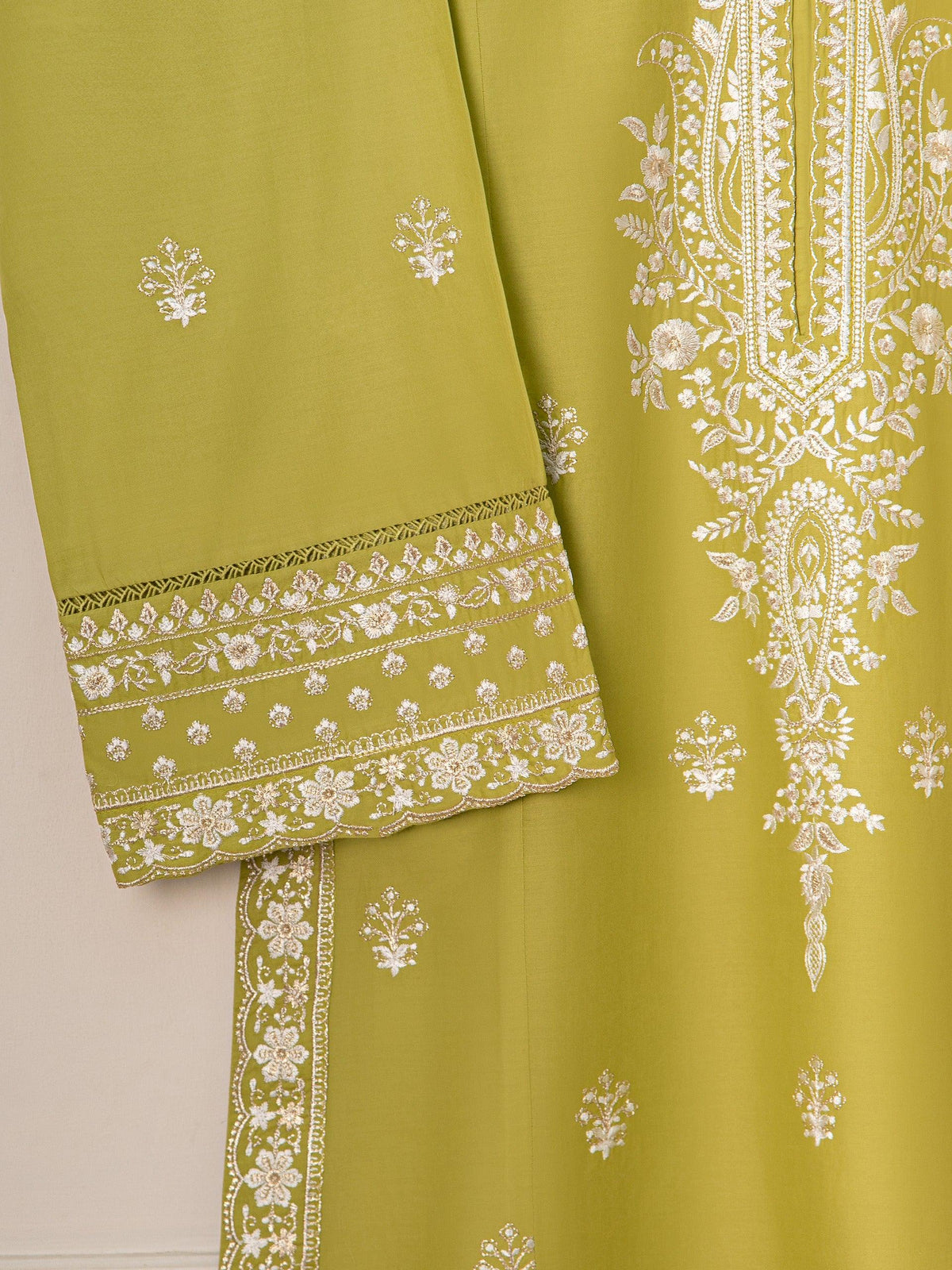 Agha Noor 2 piece - Pure Embroidered Lawn Suit - Dhani Green