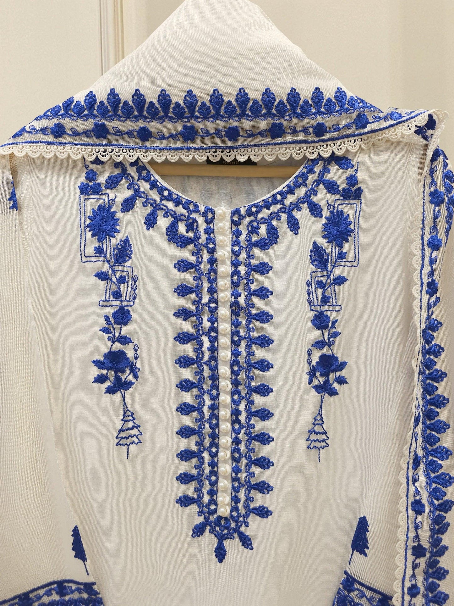 Agha Noor 3 Piece Pure Cotton Net Embroidered Suit