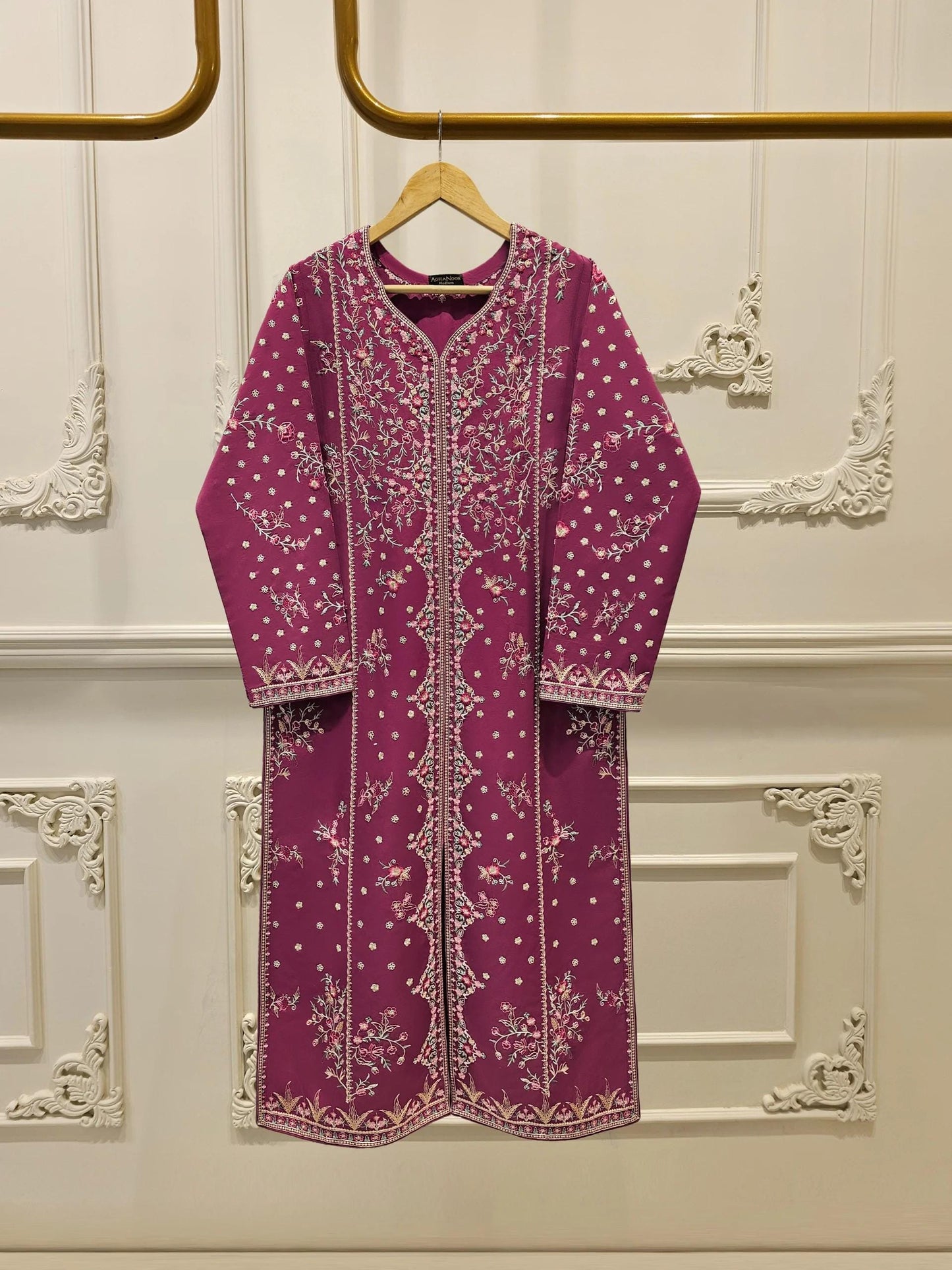 Aghanoor 2 piece - Heavily Embroidered Lawn Suit - India Pakistan Bangladesh Shalwar Kameez