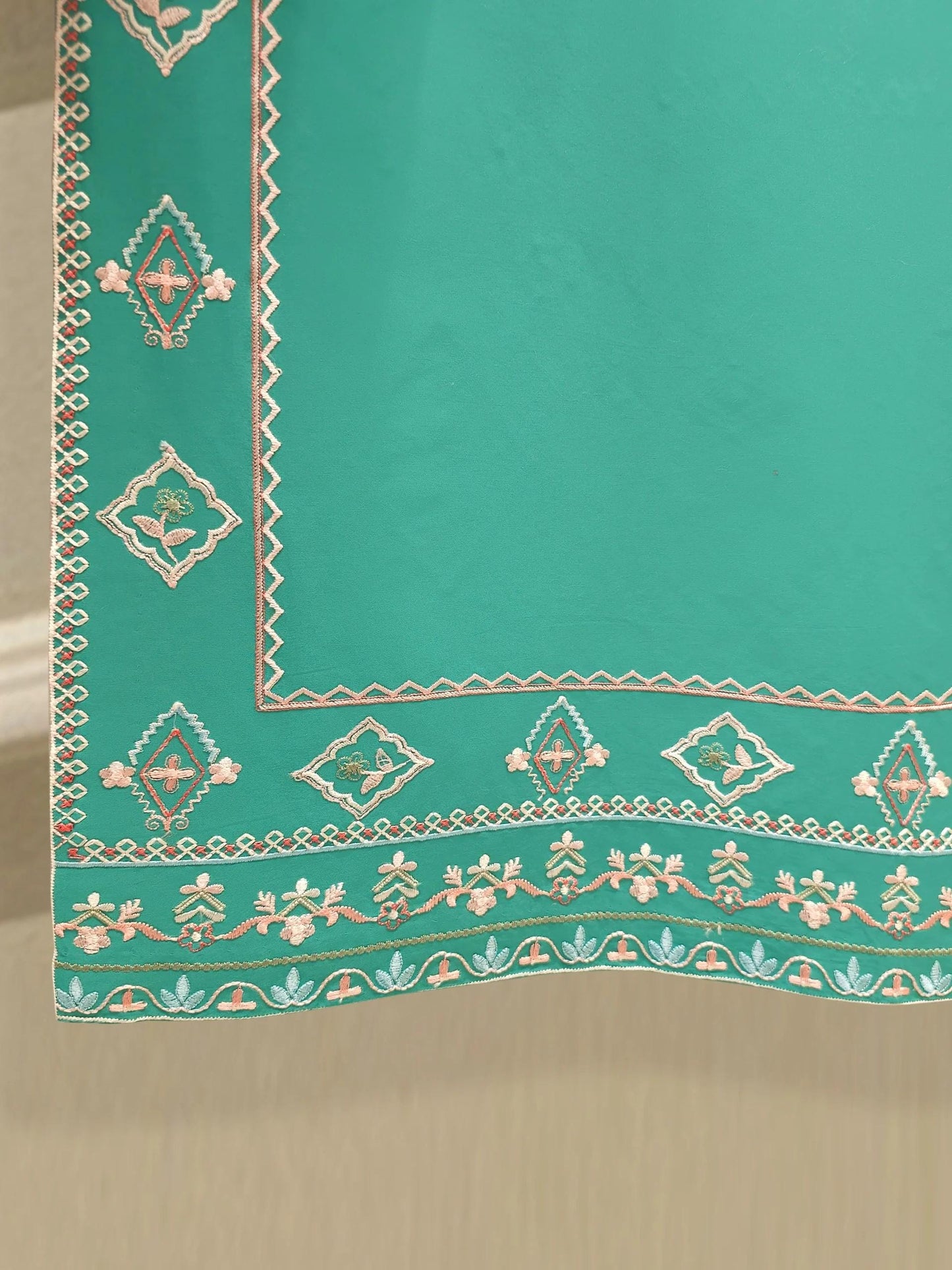 Agha noor 3 piece - Embroidered Lawn Suit -  (Size- L, XL) - Raw Silk Pants