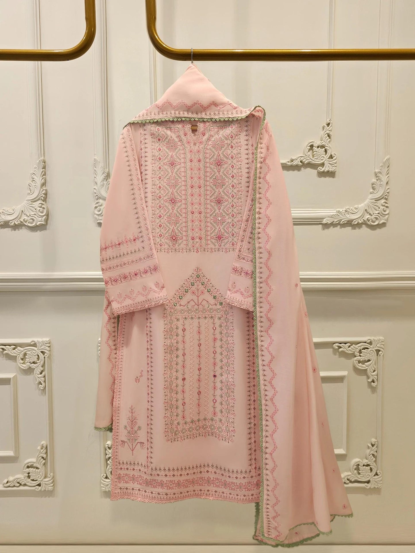 Agha Noor 2 Piece Heavily Embroidered Lawn Suit