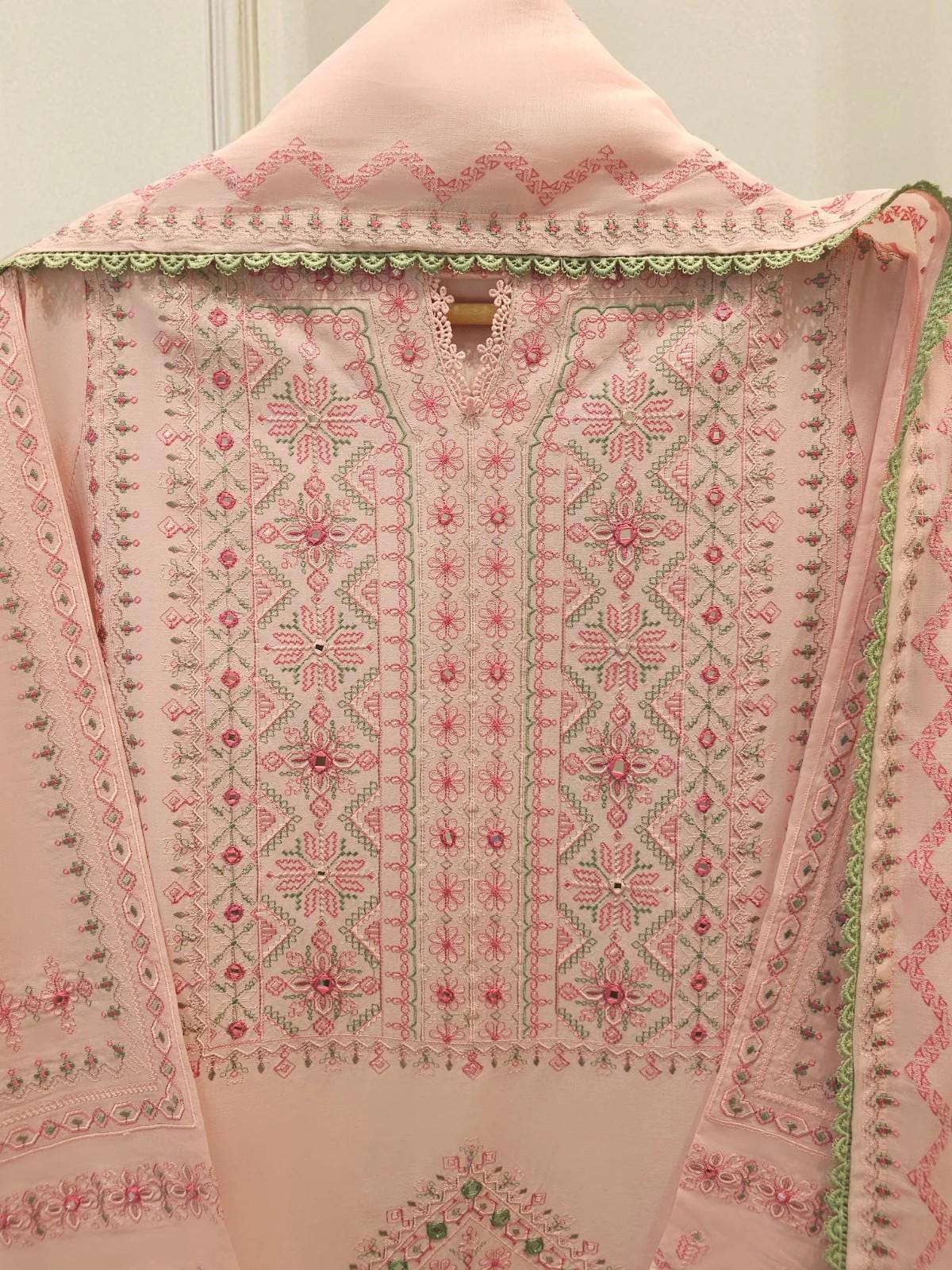 Agha Noor 2 Piece Heavily Embroidered Lawn Suit