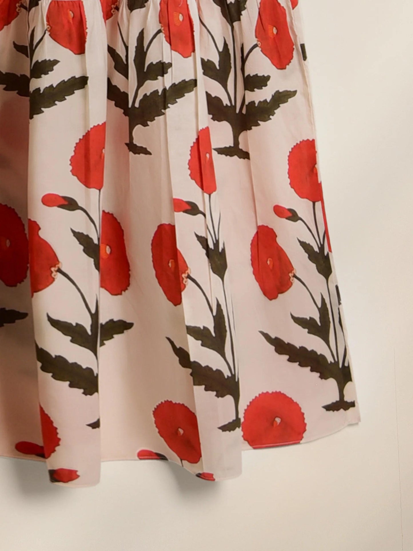 Floral Poppy Print Maxi Dress - Embroidered Lawn Fabric