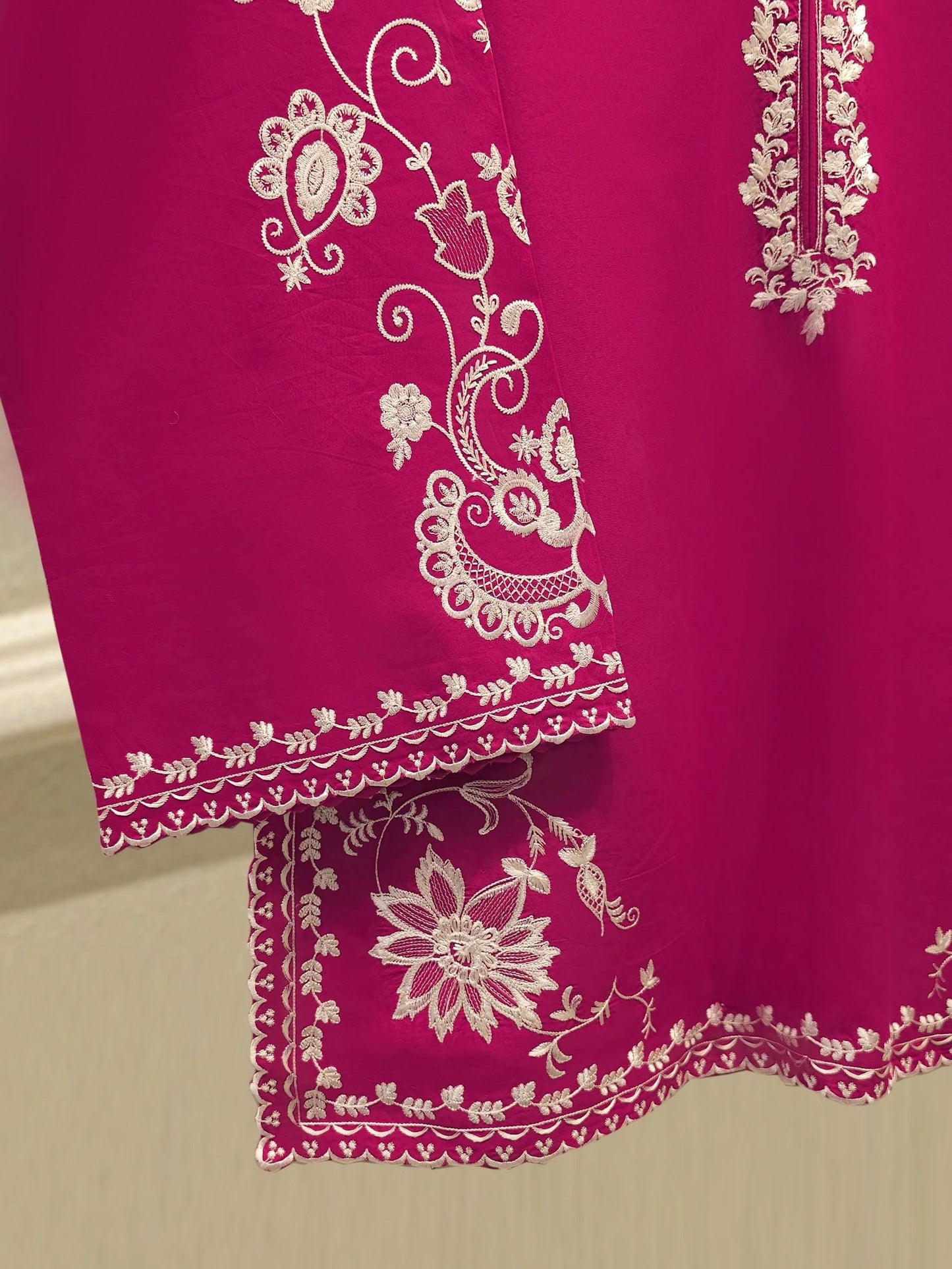 Agha Noor 3 piece - Embroidered Lawn Suit - Hot Pink