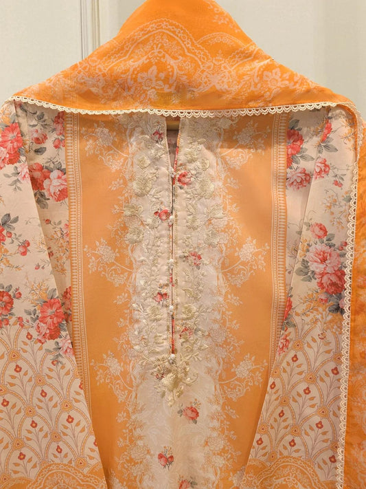 Aghanoor 2 piece - Digital Printed Lawn Suit - Chiffon Dupatta