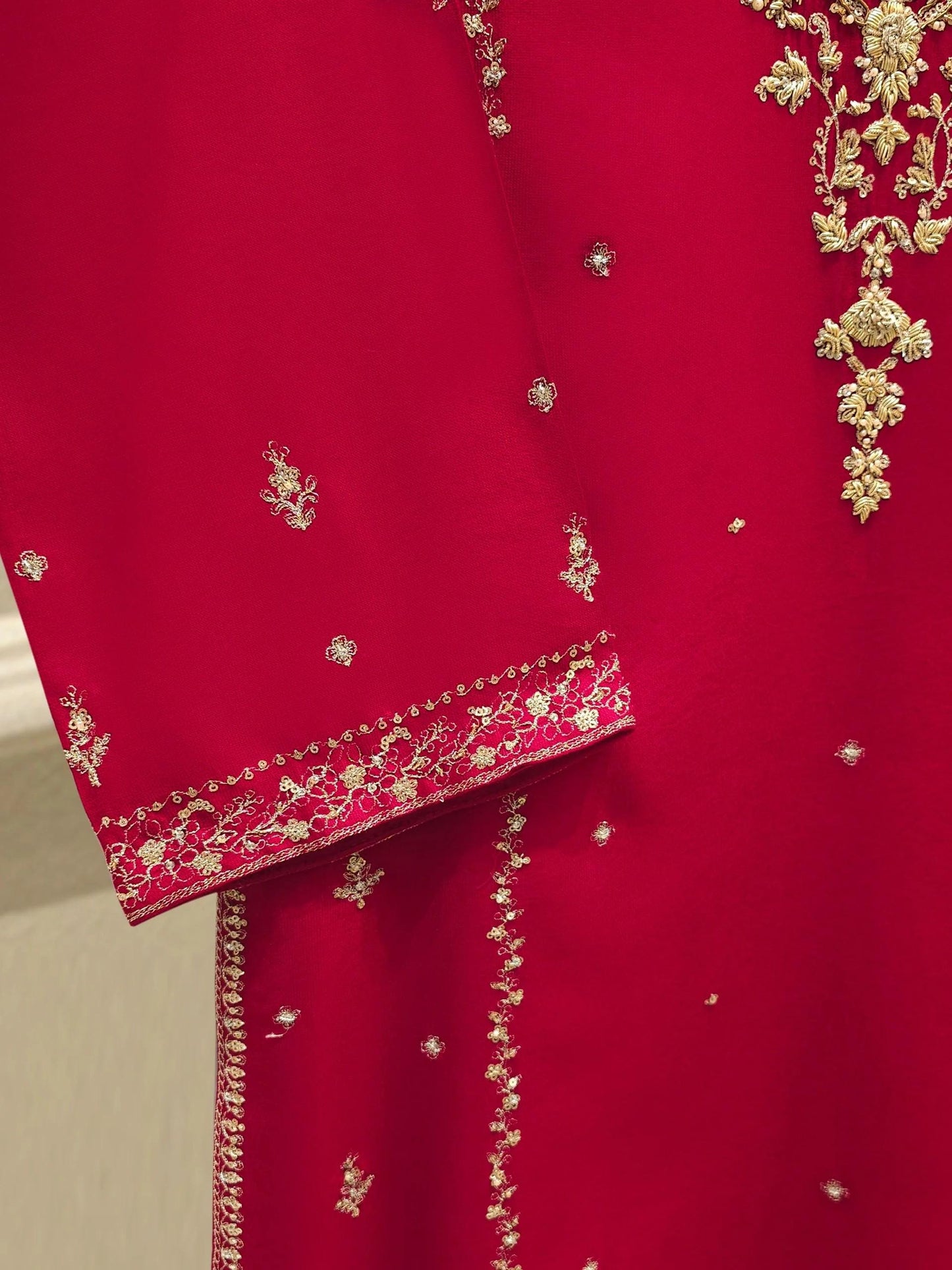 Agha Noor 2 Piece Pure Silk  Embroidered Suit - Raw Silk Pants