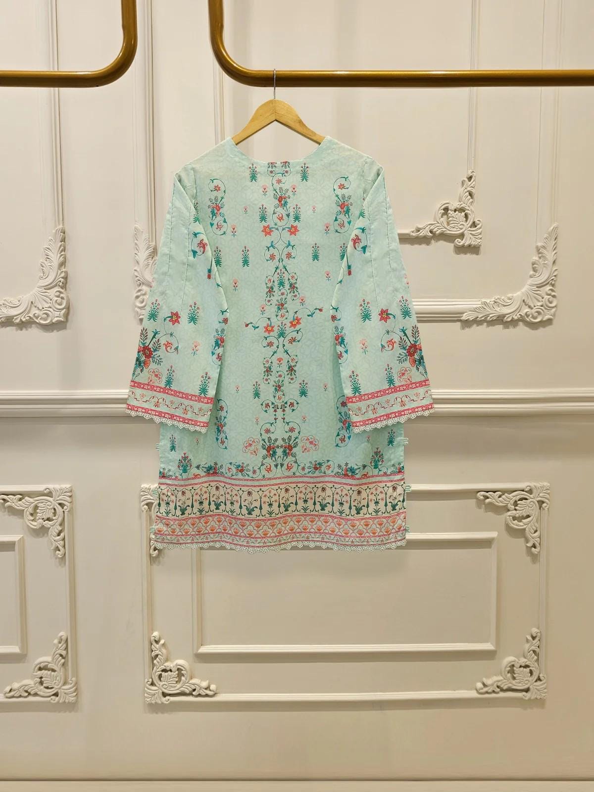 Printed Lawn Co-ord Set - Aghanoor - Ferozi Blue (M, L)